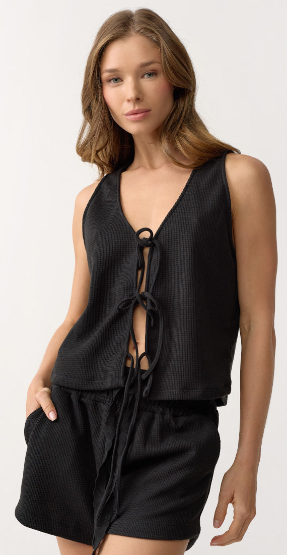 BLUSA SERENA WAFFER BLACK ONYX